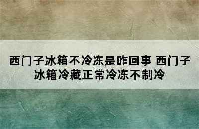 西门子冰箱不冷冻是咋回事 西门子冰箱冷藏正常冷冻不制冷